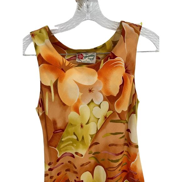 Vintage Hilo Hattie Hawaiian Dress Sleeveless Orange Tropical Flared Bottom XS - Picture 2 of 9